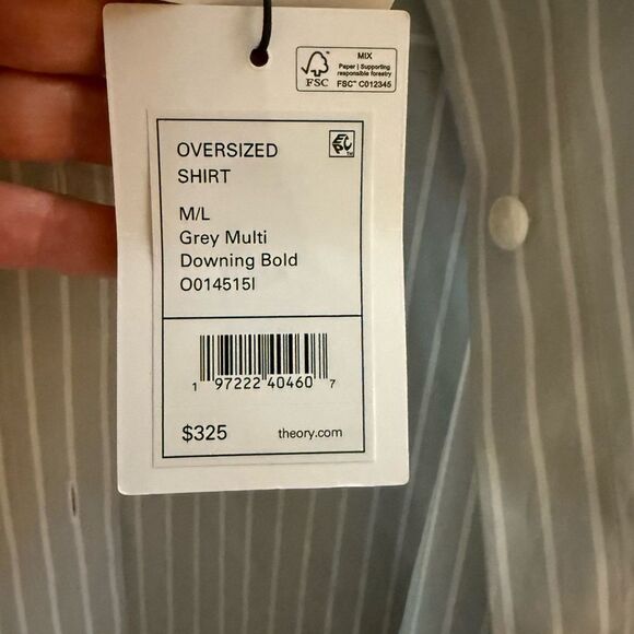 NEW Theory Oversized Cotton Poplin Blouse Medium - Picture 4 of 6